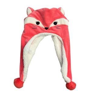 Girls Squishmallows Pink FIFI Fox Embroidered Face‎ Winter Beanie Knit Cap Hat